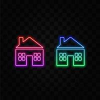 Home building design isolated on white background. neon style. vector