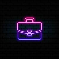 Glowing neon line folder icon isolated on black background. Business case sign. Business portfolio. Colorful outline concept. vector