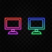 Computer monitor icon design isolated. neon style. vector