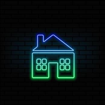 Home flat icon. Pixel perfect. For Mobile and Web. neon style. vector