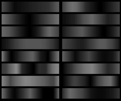 Collection of black color gradients. Dark patterns, templates for your design. Set of backgrounds. vector