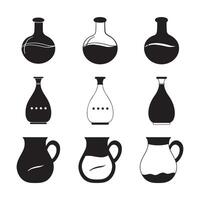 Collection of Vessel Icons. Jars, Vases, and Mugs in Simple Line and Silhouette Styles vector