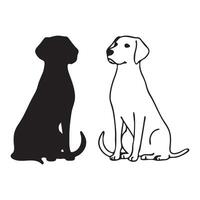 Bundle Dog Silhouette And Line Art vector