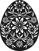 Elegant Floral Easter Egg Illustration in Silhouette vector