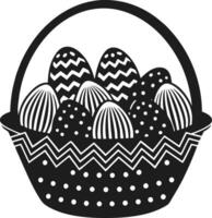 Patterned Easter Eggs in Polka Dot Basket Silhouette Illustration vector