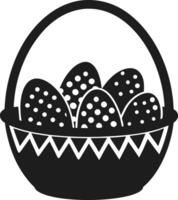 Polka Dot Easter Eggs in Festive Basket Silhouette vector