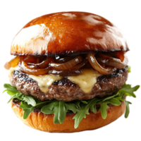 A hamburger with onions and cheese on it png