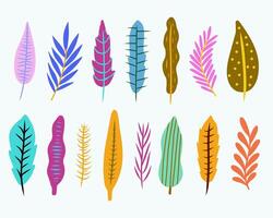 Colorful leaves collection clip art set bundle botalical garden print art pattern element editable vector