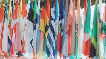 Many different flags are hanging from a pole video