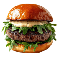 A hamburger with lettuce and cheese on it png