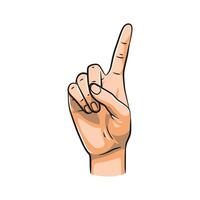 Hand Gestures Showing Numbers 1. Isolated on White Background vector