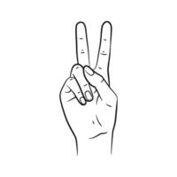 Line Art Hand Gestures Showing Numbers 2. Isolated on White Background vector