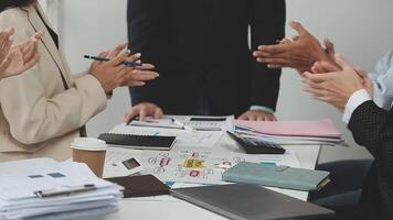 Business people clapping at a meeting video