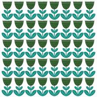 A vibrant geometric pattern featuring stylized leaves and abstract shapes in teal, orange, and white, bordered with intricate designs. vector