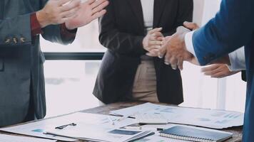 Business people shaking hands at a meeting video