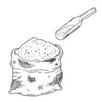 Sack of flour. Outline illustration on white background, design vector
