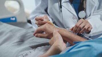 A doctor is giving a patient an injection video