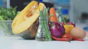 A variety of vegetables and fruits are sitting on a table video