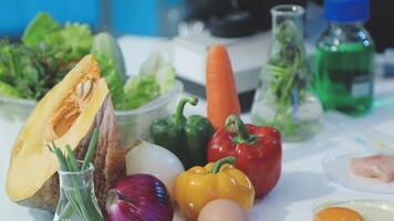 Various vegetables and eggs on a table video