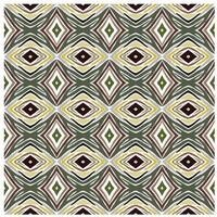Abstract geometric print pattern diamond symmetrical shapes in earthy tones of green, brown, and yellow with bold white outlines vector