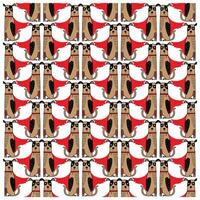 A playful pattern featuring cartoon dogs in red capes, showcasing their whimsical superhero charm against a white background. vector