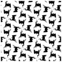 A black and white pattern featuring stylized birds in various poses, creating a dynamic, repetitive design on a white background. vector
