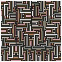 A geometric pattern featuring intertwined lines in muted colors of pink, green, and white against a dark background. vector