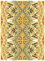 A colorful geometric pattern featuring intricate lines and diamond shapes in orange, green, and yellow against a white background. vector