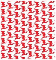 A repetitive pattern of stylized red birds in flight against a white background, creating a vibrant and dynamic design. vector