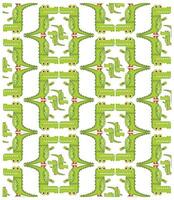 A playful pattern of cartoon alligators in various poses, featuring vibrant green colors and whimsical details on a white background. vector