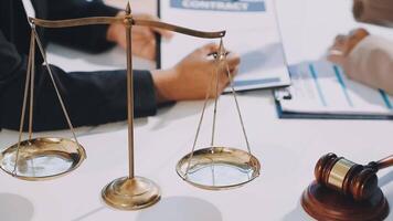 Lawyer and client in court video