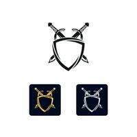 Bold Shield and Crossed Swords Emblem for Security and Strength vector