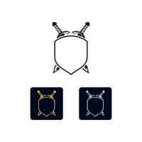 Shield and Crossed Swords Icon, Elegant Emblem for Warriors, Logos, Branding. vector