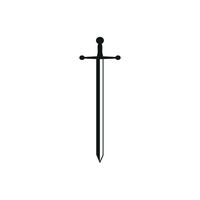 Sword Icon, Sharp Sword Silhouette Minimalist Weapon, Medieval Warrior Symbol vector