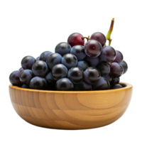 A Wooden Bowl Brimming with Fresh, Juicy Black Grapes png