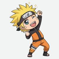 Jumping Naruto Happy Ninja Pose vector