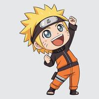 Joyful Naruto Raising Fists Up vector