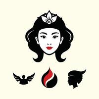 A woman with a crown and wings on her head vector