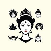 The four elements of thailand, including the head of a woman vector