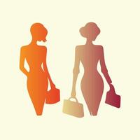 Two women in silhouette with briefcases vector
