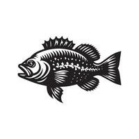 A black and white fish on a white background vector