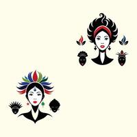 Three different designs of women with different hair styles vector