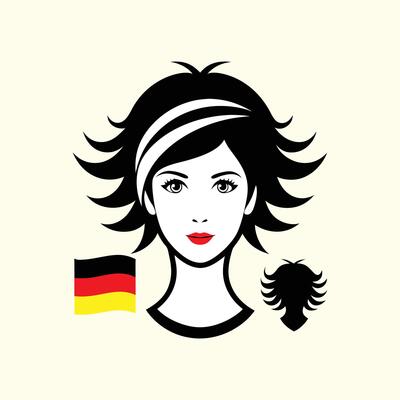 A woman with a german flag and a german flag