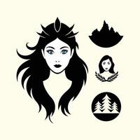 A woman with a crown and a mountain in the background vector