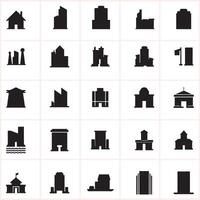 a set of black and white buildings icons design on a white background vector