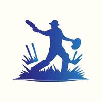 cricket player silhouette icon design on a white background vector