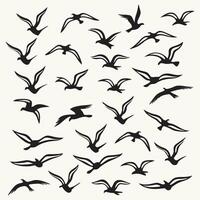 A large group of birds flying in the sky vector
