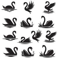 Collection of an a swan silhouette design on a white background vector