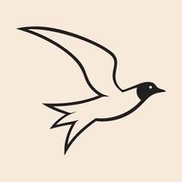 A black and white drawing of a bird flying vector