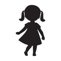 Silhouette of a little girl in a dress vector